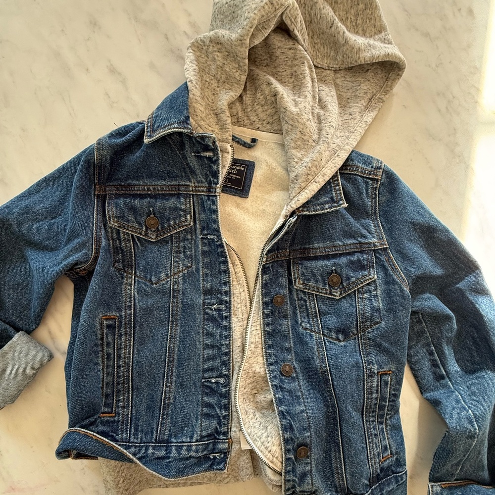 Women's A&F denim hooded jacket, size small, like new
